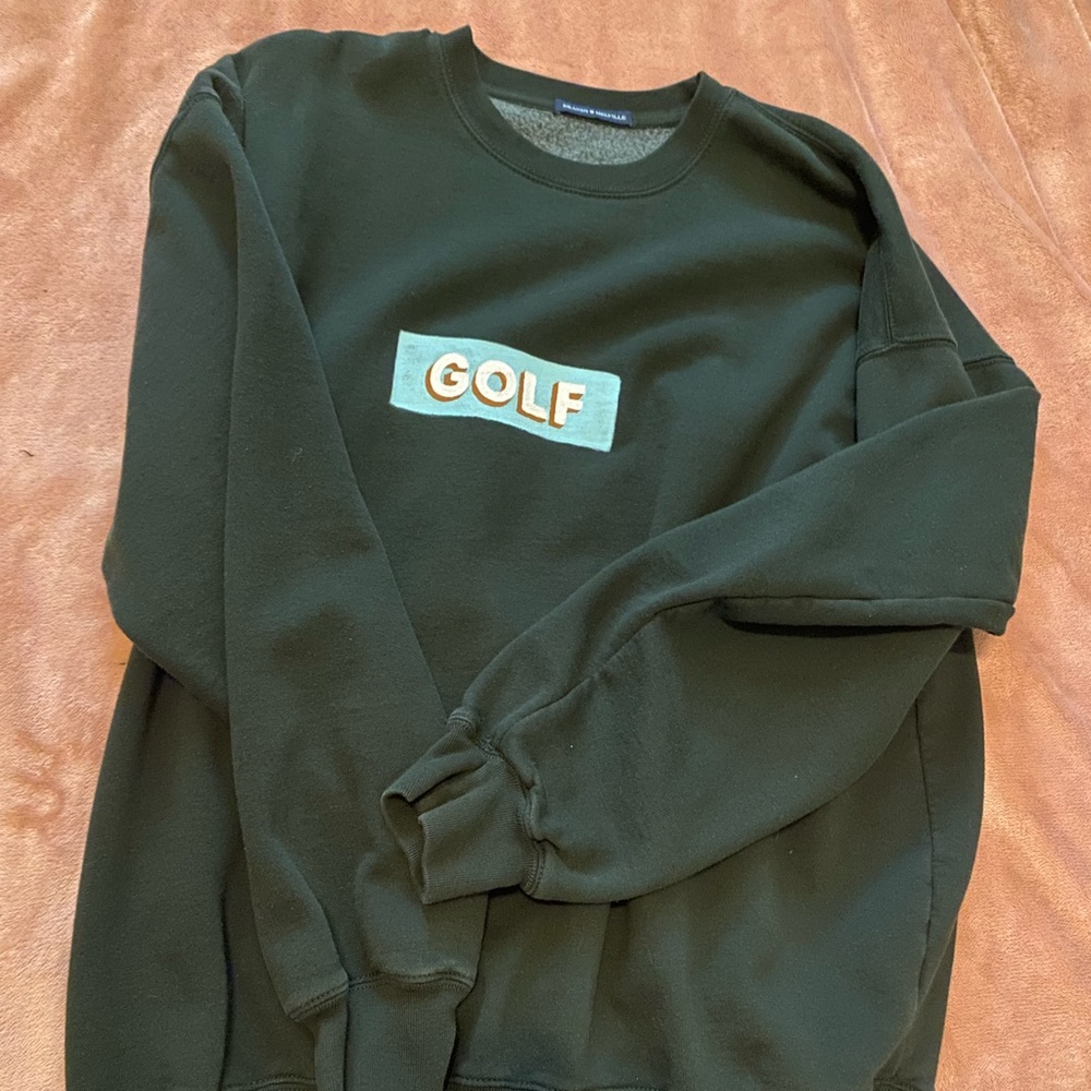 Brandy Melville Dark Green Erica Sweatshirt Crewneck Golf Wang Hand-Painted